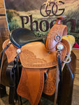 15" Imus 4-Beat Gaited Saddle Wide Tree with Floral Tooling-Phoenix Rising Saddles Gaited Horse Tack