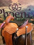 15" Imus 4-Beat Gaited Saddle Wide Tree with Floral Tooling-Phoenix Rising Saddles Gaited Horse Tack