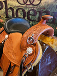 15" Imus 4-Beat Gaited Saddle Wide Tree with Floral Tooling-Phoenix Rising Saddles Gaited Horse Tack