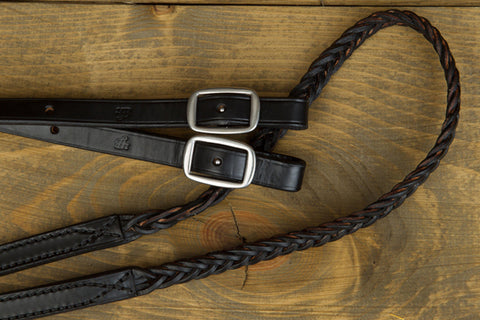 Braided Leather Amish Made Loop Reins-Phoenix Rising Saddles Gaited Horse Tack